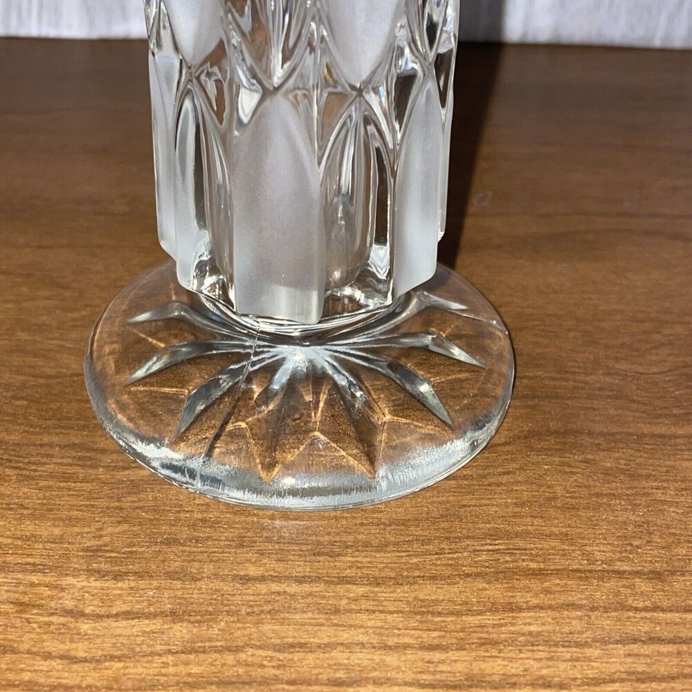 Clear And Frosted Pattern Glass Bud Vase 8.5 Inches Tall Possible Crystal - Picture 3 of 9